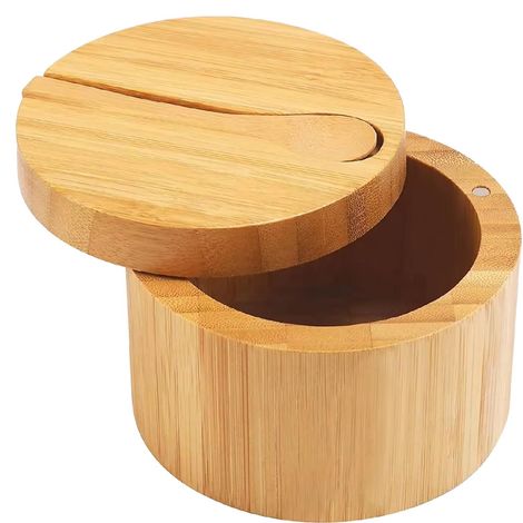 Salzgefäß Mit Deckel, Haushaltssalzschalen, Gewürzglas, Salzdose, Salzbehälter Aus Holz, Gourmet-salzbehälter, Gourmet-salzdose, Gewürzaufbewahrung, Salz- Und Pfefferstreuer