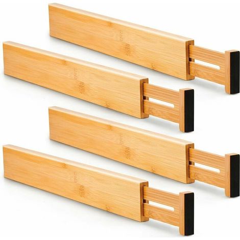 Schubladeneinsätze Aus Bambus, Verstellbare, Federbelastete Schubladenorganizer Für Küche, Schlafzimmer, Babyzimmer, Büro (4er-set) Von Debuns