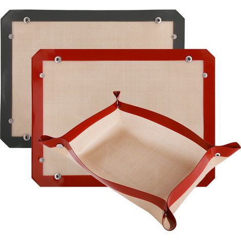 Set Mit 2 Silikon-backmatten (30 X 40 Cm) Mit Schlaufe Und Eckclip – Wasserdicht Für Backformen – Abnehmbar Und Als Flache Backmatte Verwendbar – Schutz Für
