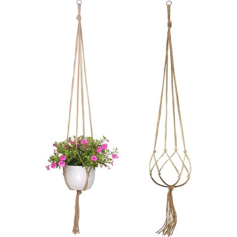 Set Mit 2 Handgewebten Pflanzenampeln – Aufhängeschnüre Zur Wandmontage – Geeignet Für Zuhause, Garten, Terrasse Und Büro (dekoration Geeignet Für …)
