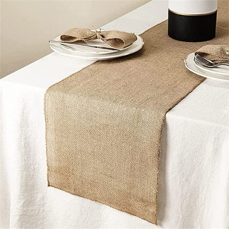 Set Mit 3 Tischläufern Aus Naturjute (30 X 108 Cm) – Rustikale Jute-dekoration Für Hochzeiten Und Partys – Jute-wimpelkette