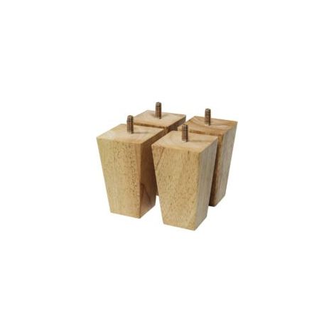 Set Mit 4 Massivholz-möbelbeinen, Sofabeinen Mit M8-schrauben, 10 Cm Hoch, Quadratisch