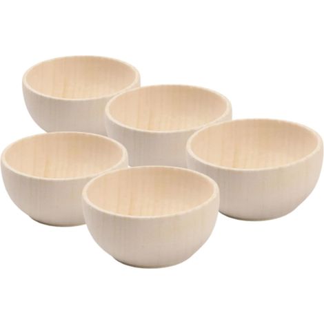 Set Mit 5 Kleinen Holzschalen – Mini-schalen Aus Naturholz (ideal Für Bastelarbeiten), Kleine Runde Schalen, Perfekt Zum Servieren Von Beilagen (sorten, Soßen, Nüsse, Gewürze, Süßigkeiten) – Abmessung