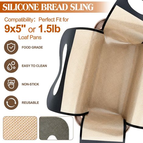 Silikon-backformeinlagen, 2er-set Wiederverwendbare Backformeinlagen Mit 4 Griffen, Antihaftbeschichtete, Lebensmittelechte Silikon-backformstreifen, Geeignet Für Brotformen