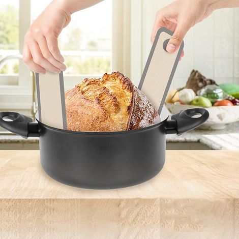 Silikon-backmatte Für Gusseiserne Auflaufformen, 2-teilig, Antihaftbeschichtet Und Leicht Zu Reinigen, Wiederverwendbar, Mit Langen Griffen Zum Einfachen Umfüllen Von Sauerteigbrot.