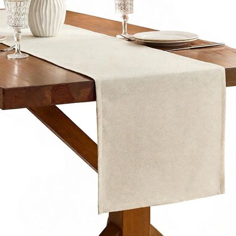 Tischläufer – Tischdecke – 240 X 30 Cm – Leinen-polyester-mischgewebe – Waschbar – Tischwäsche – Tischdekoration – Beige