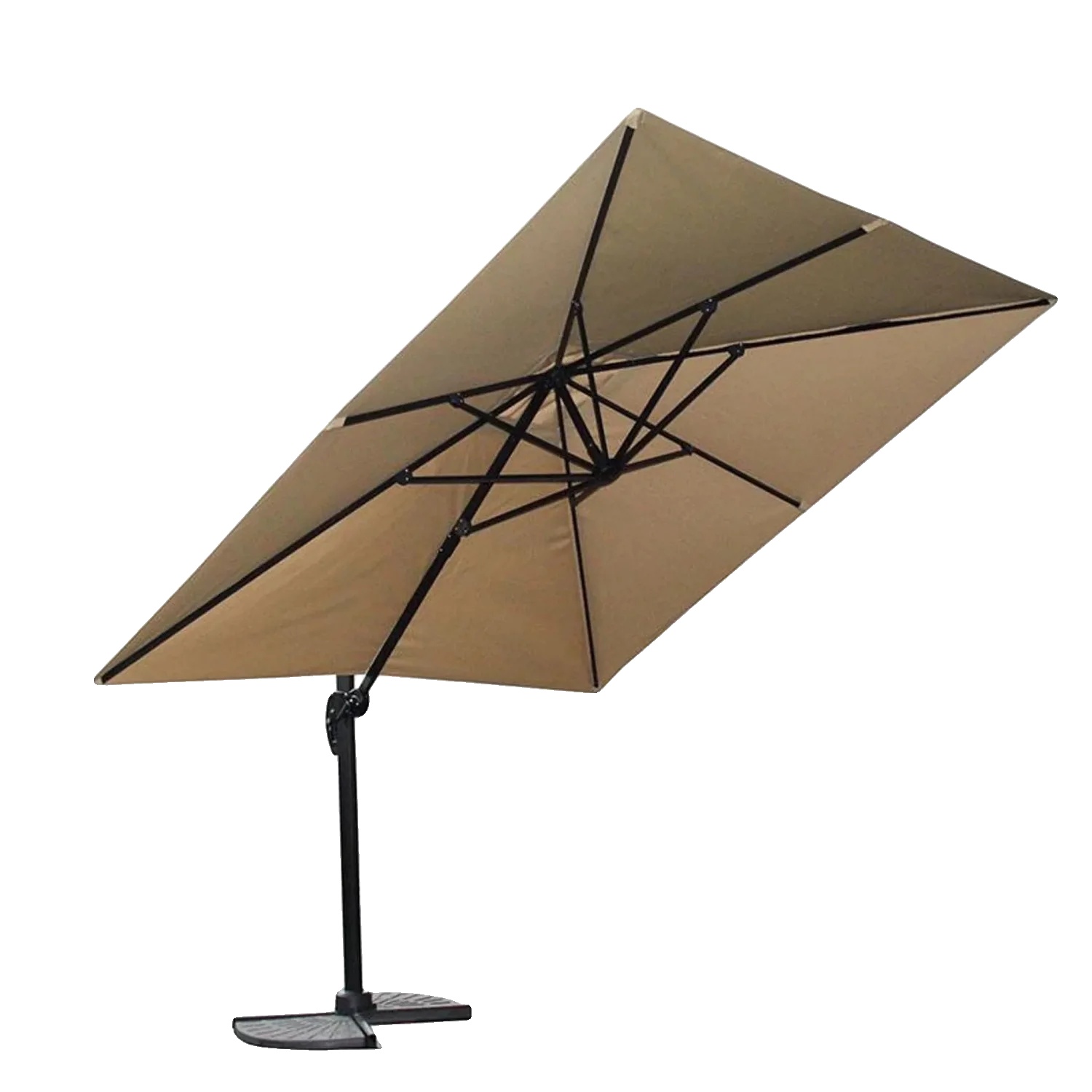 Sonnenschirm, 3 × 3 Meter, Aluminiumlegierung, 360-grad Drehbarer Fuß, Kreuzfuß Mit Fußpedal, Wetterfester Bezug
