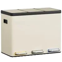 Mülltonne, Edelstahl, 3 Fächer, Beige, 3x 15l (45l)-a