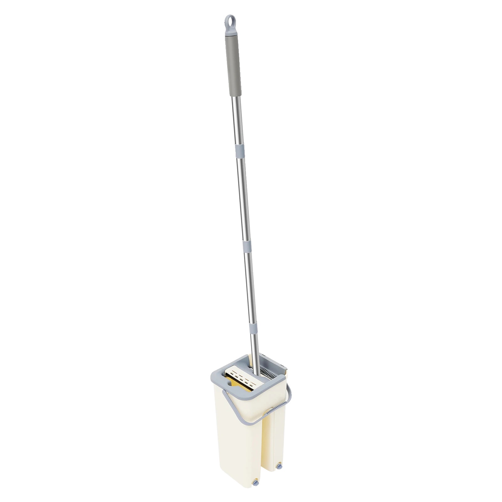 Flachmopp, Ergonomisches Design, Wiederverwendbare Mopptücher, Beige