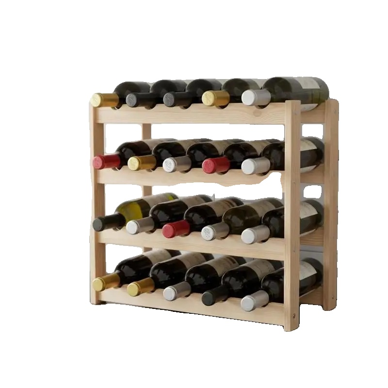 Weinregal, Für 16 Flaschen, Modernes Design Aus Kiefernholz, Beige