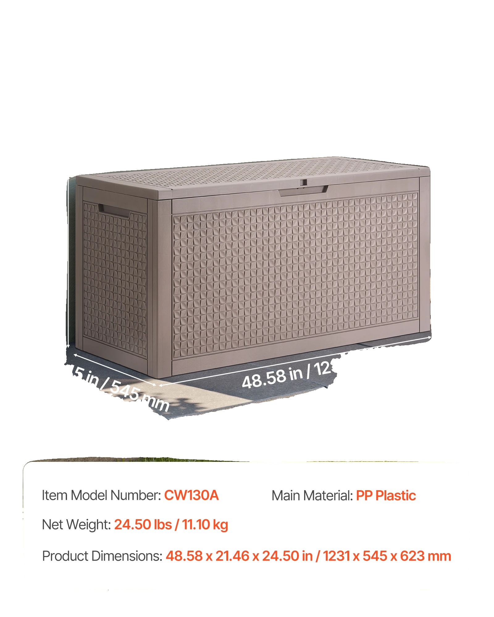 Deckbox, Wasserdichtes Pp-material, Sicheres Verriegelungssystem, 100 Gal