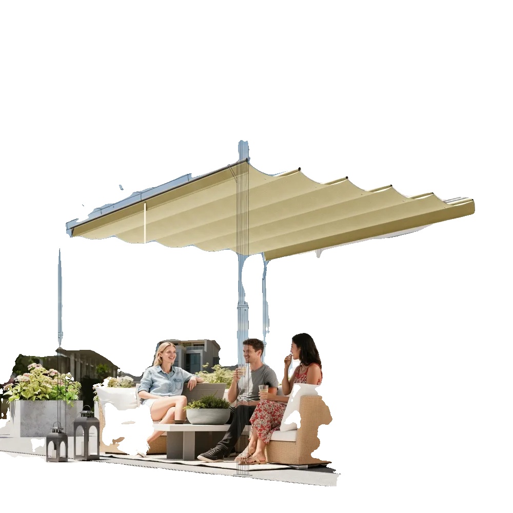 Einziehbares Pergola-dach, 4 X 3 Meter, Beige, Wasserabweisendes Canvas, Uv-schutz, Geeignet Für Den Außenbereich