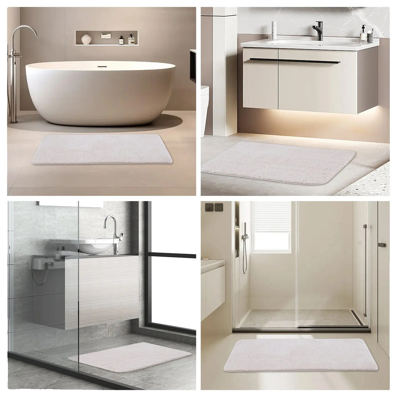 Badezimmerteppich, Ultra-absorbierend, Rutschfeste Ausführung, Beige/60120cm
