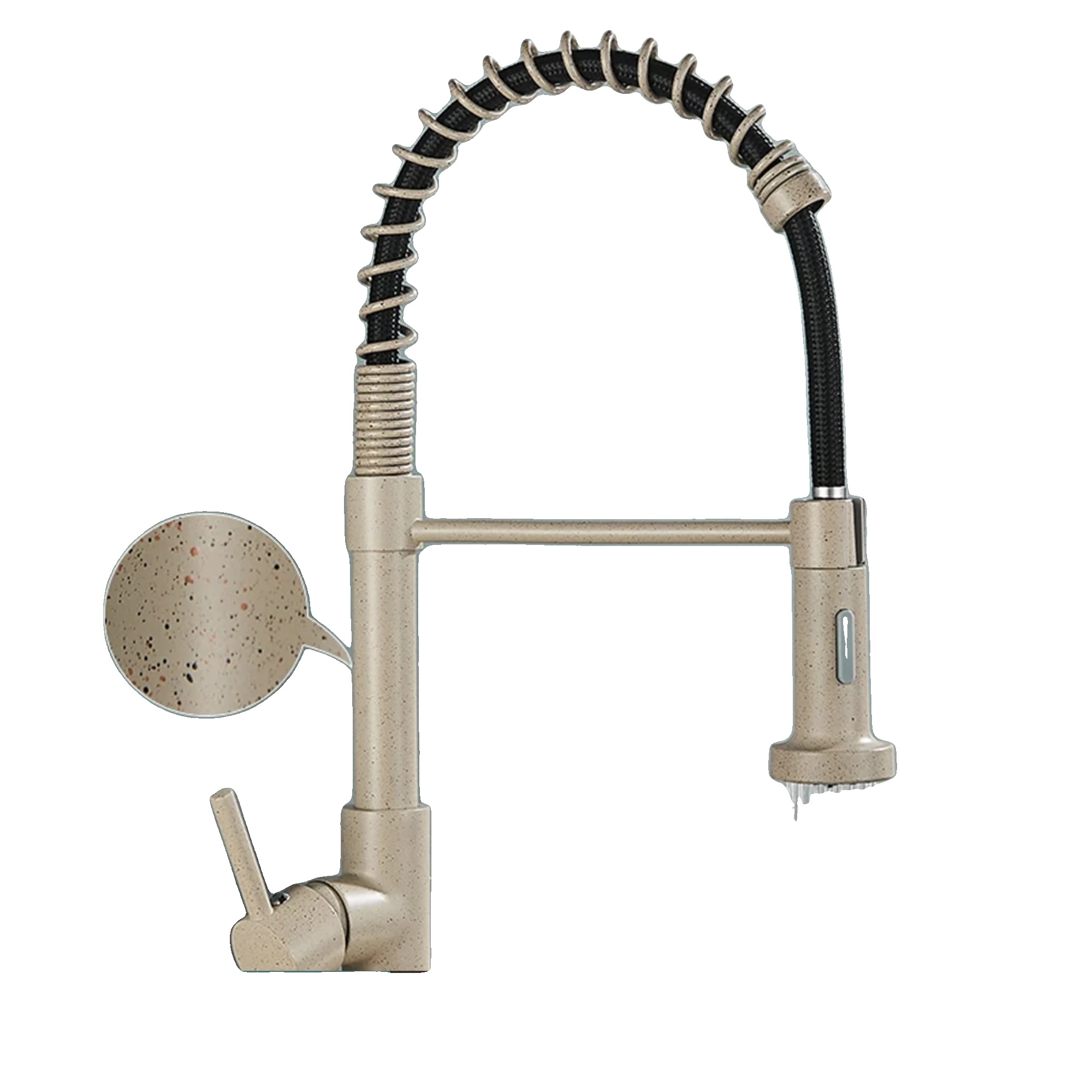 Küchenspüle Wasserhahn, Edelstahl, Mit Ausziehbarem Sprühkopf, Beige