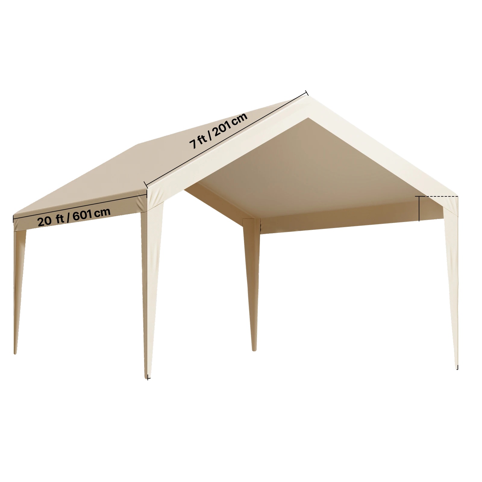 Carport-überdachung, Uv-beständig, Langlebiger Wetterschutz, 12x20ft Beige