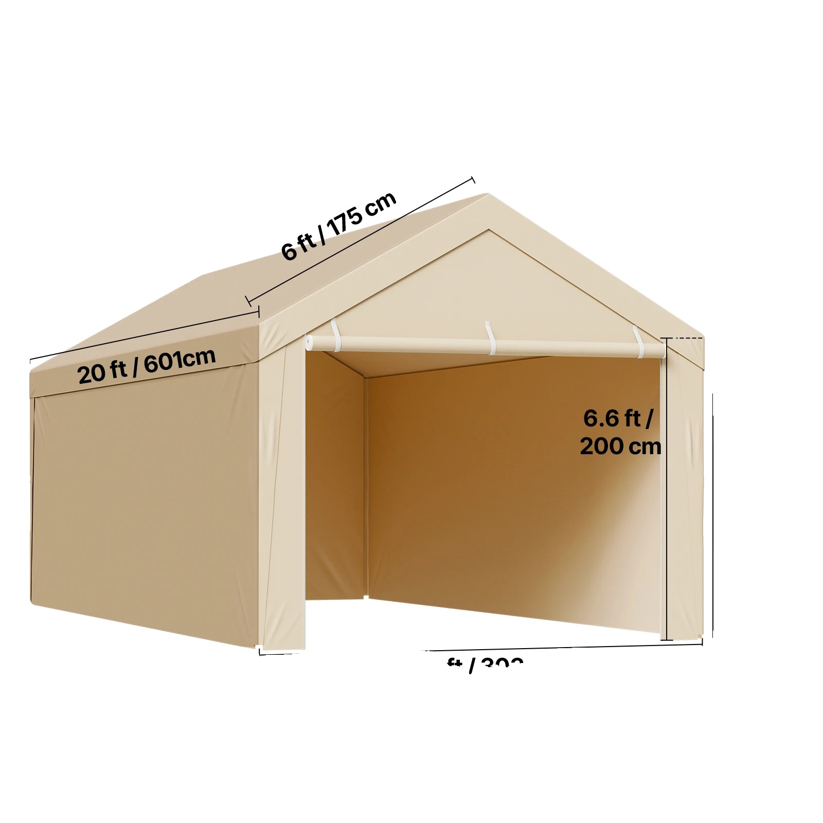 Carport-überdachung, Langlebige Uv-beständige Abdeckung, Einfache Installation, 10x20ft Beige