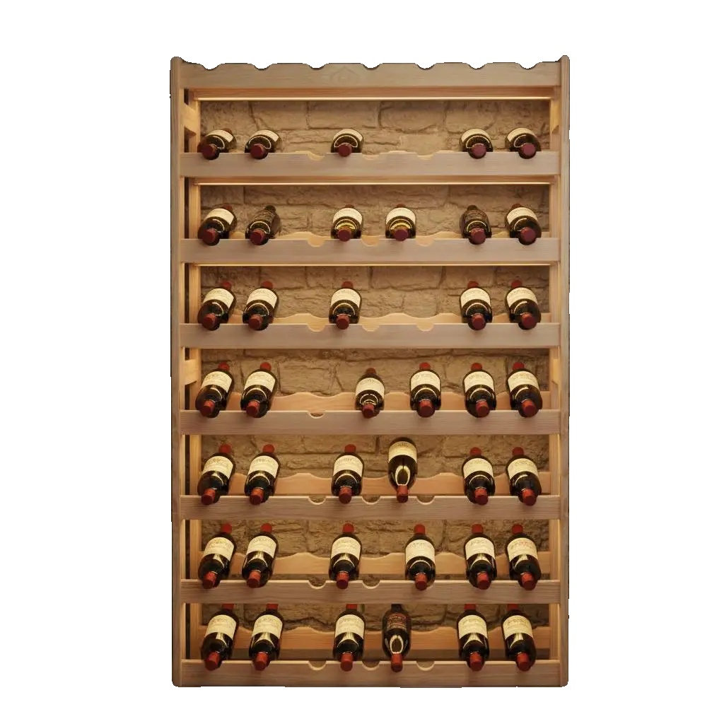 Flaschenregal, Fasst Bis Zu 56 Flaschen, Platzsparendes Design, Beige