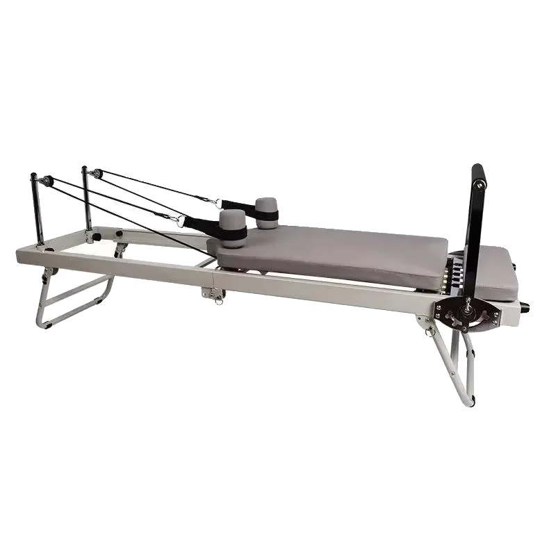Pilates Reformer Maschine, Faltbares Design, Verstellbarer Widerstand, Beige