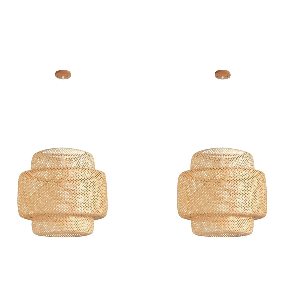 Pendelleuchte, Design Aus Natürlichem Bambus, Verstellbare Kabelhöhe, 2pcs 30cm, Keine Glühbirne