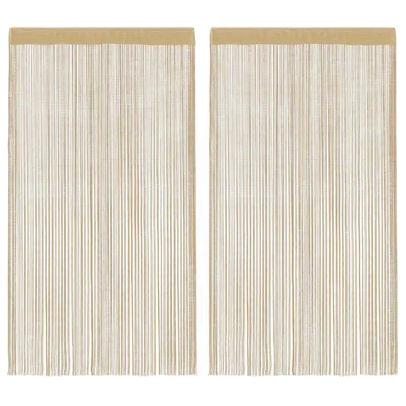 Vorhang, Schnurdesign, 2 Paneele Für Tür- Und Fensterdekoration, Beige