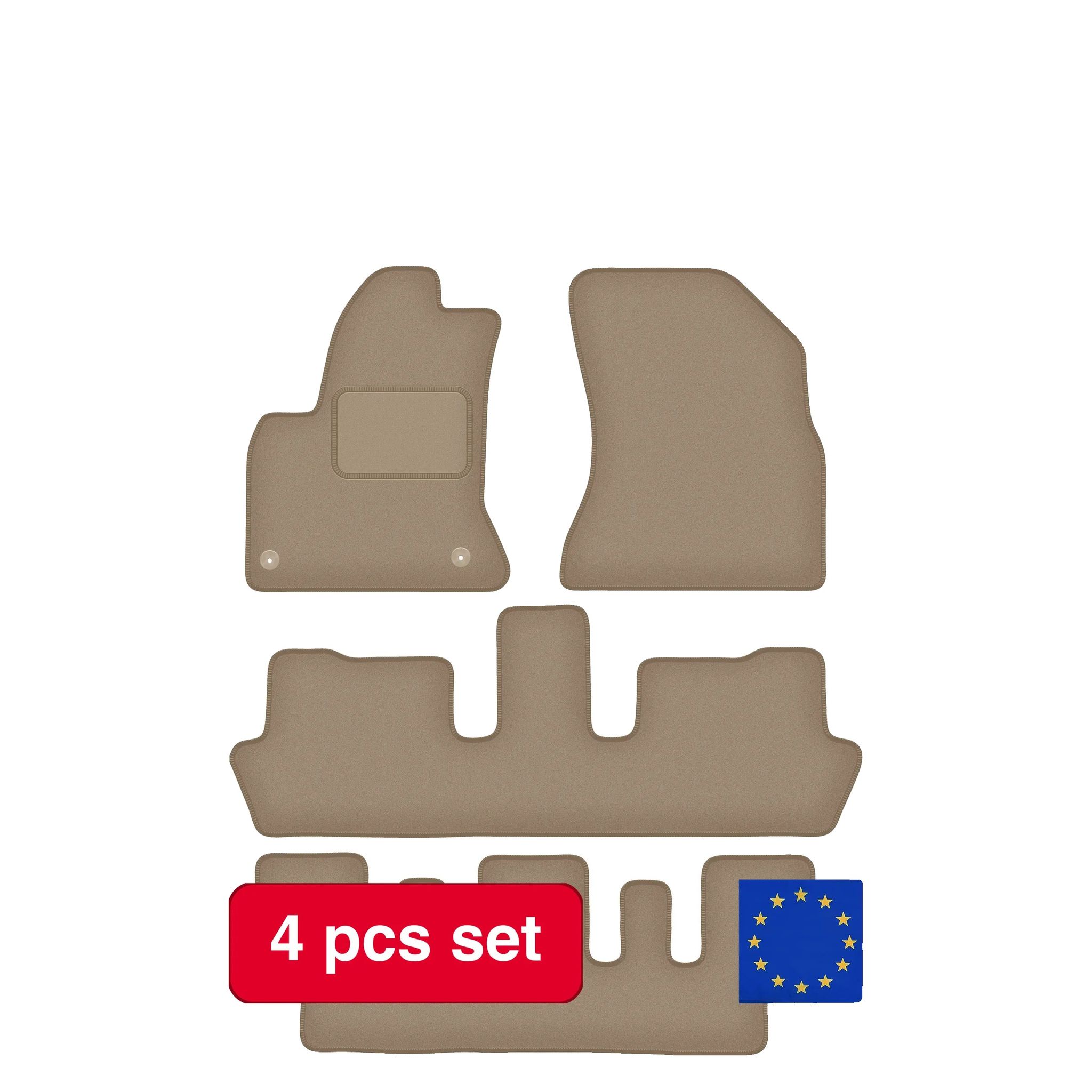 Auto-veloursmatten, Luxus-umrandung, Passend Für Citroen C4 Grand Picasso, Beige