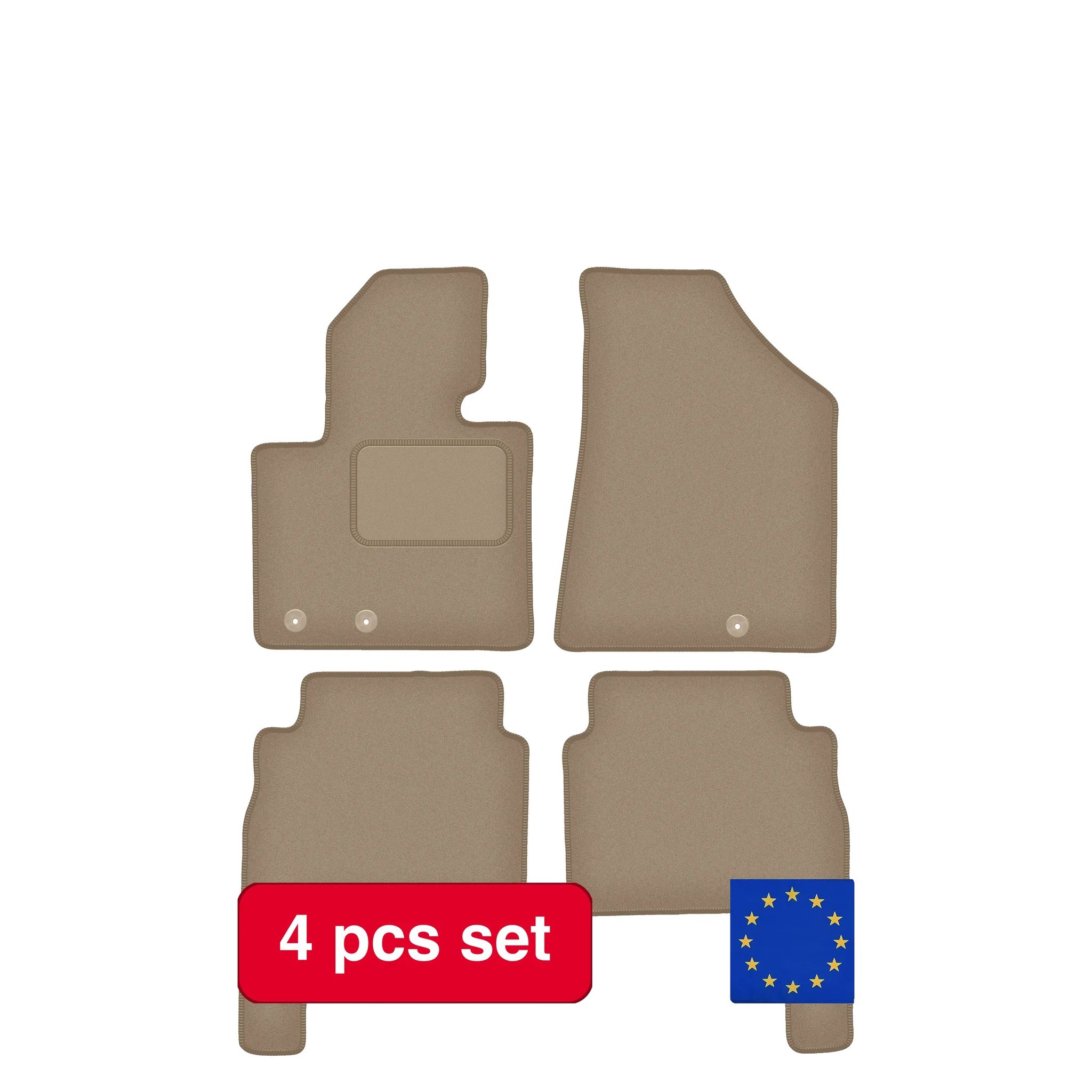 Autofußmatten, Synthetische Faser, Kompatibel Mit Kia Sorento Ii Suv (2009-2015), Beige