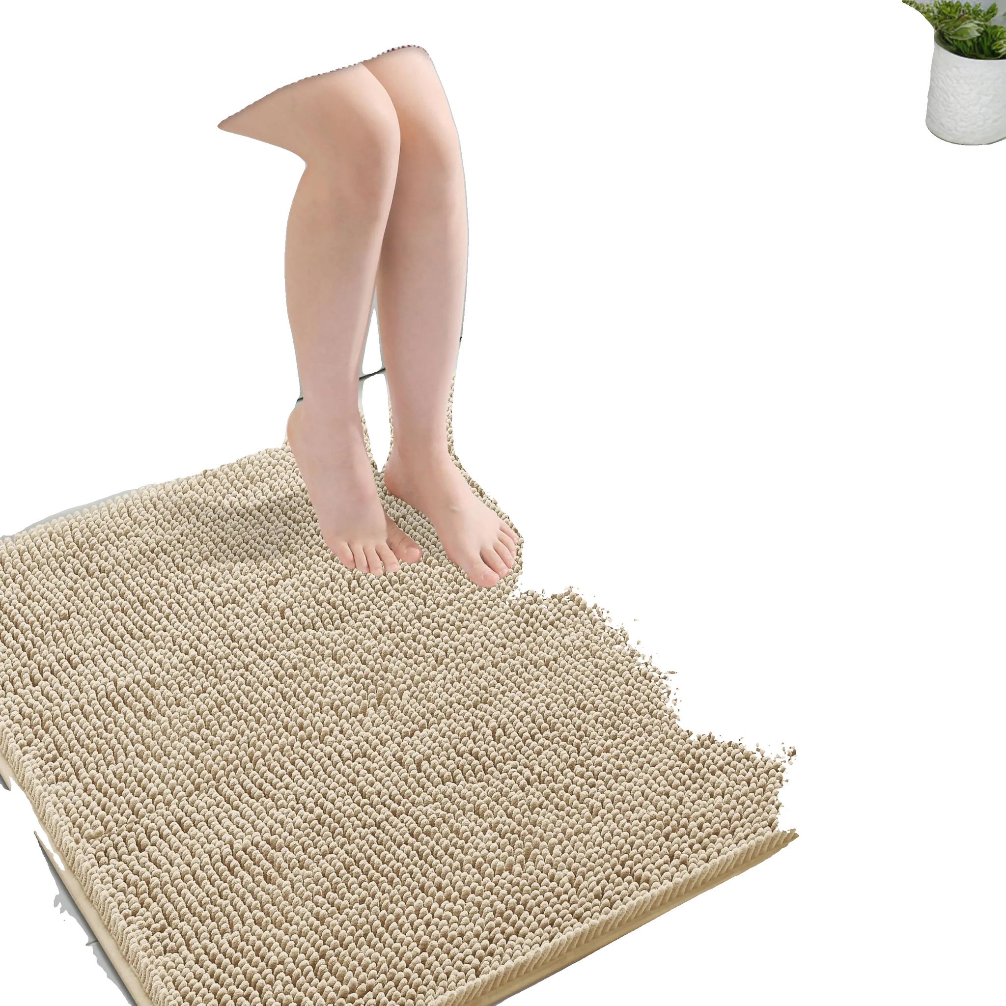 Badezimmerteppich, Weiches Mikrofaser, Modernes Design, Beige-a, 51x76-a