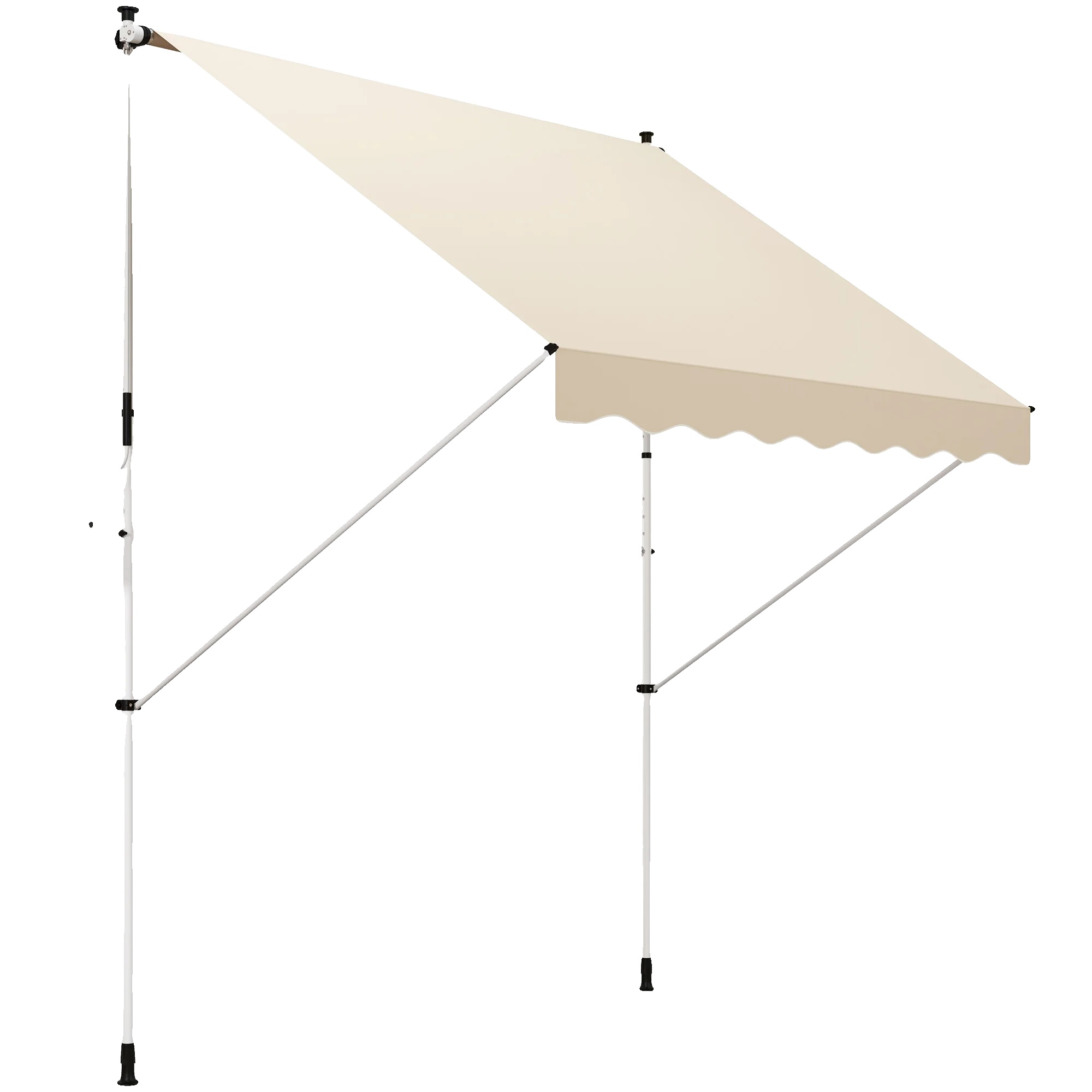 Faltarmmarkise, 300 X 150 Cm, Höhenverstellbar 1,7-2,8 M, Aluminiumrahmen, Handkurbelbetrieb, Strapazierfähiges Polyestergewebe