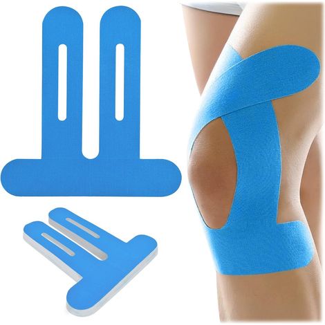 10er-pack Kinesiologie-kniepflaster, Blau, Vorgeschnitten, Hypoallergen, Atmungsaktiv, Wasserdicht, Komfortabel, Lindert Knieschmerzen – 220 X 250 Mm