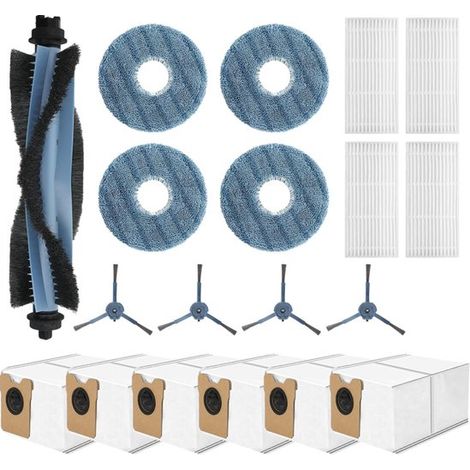 19-teiliges Ersatzteilset, Kompatibel Mit Dem Staubsauger Eufy Omni C20: 1 Hauptbürste, 4 Reinigungstücher, 4 Seitenbürsten, 4 Hepa-filter, 6 Ersatzstaubbeutel