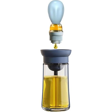 2-in-1-ölspender Aus Glas Mit Silikonpinsel – Blau – Ideal Zum Kochen, Grillen Und Backen