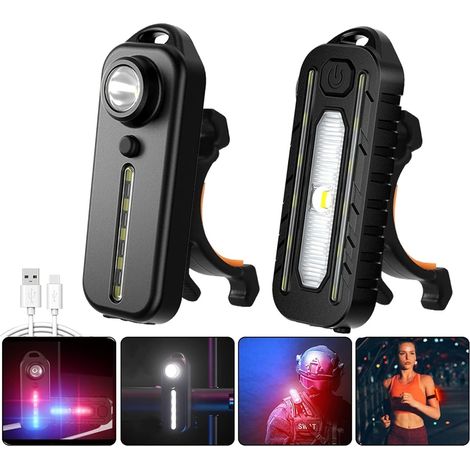 2-teiliges Taktisches Led-brust- Und Rücklicht Für Fahrräder - Rot/blau, Usb-aufladbar, Clip Für Gürtel, Helm, Weste - Für Nachtwanderungen Und Radtouren (a+b)