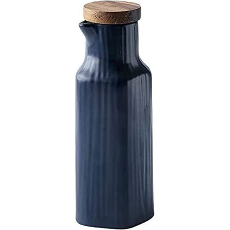 300-ml-ölspender Aus Keramik – Spender Für Olivenöl, Essig, Sojasauce – Staubdicht – Mit Deckel (blau)