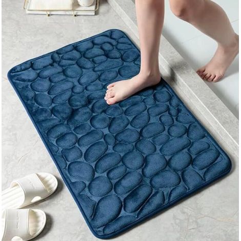 Badematte – Kieselsteinmuster – Rutschfest Auf Fliesen – 40 X 60 Cm, Marineblau
