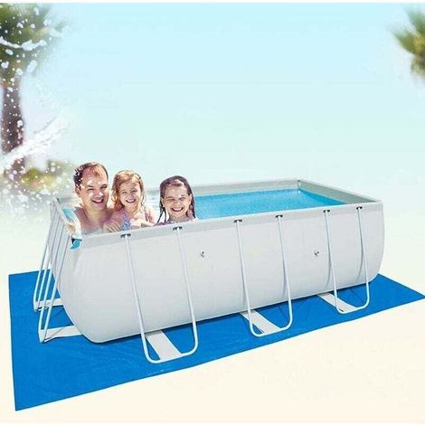 Blaue, Rechteckige, Faltbare, Wasserdichte Poolbodenmatte, Wasserdichter, Faltbarer Poolbodenschutz Aus Stoff Für Aufblasbare Pools/planschbecken, 445 Cm X 254 Cm, Von Debuns