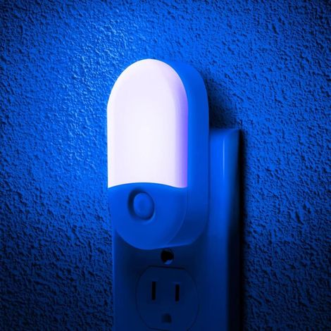 Blaues Nachtlicht Mit Sensor Und Einstellbarer Helligkeit, Ideal Für Nachttische, Flure Usw., 1 Stück