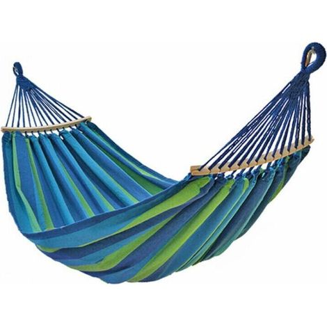 Einzelhängematte, 200 X 100 Cm, 1 Person, Atmungsaktiv, Ideal Für Camping Oder Garten, Blau, Von Debuns
