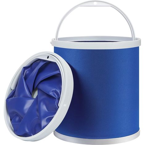 Faltbarer Eimer Für Camping Und Angeln – 11 Liter (2,9 Gallonen) – Robuster, Faltbarer Wasserbehälter Zum Autowaschen, Bootfahren Oder Für Andere Outdoor-aktivitäten – Faltbar, Blau