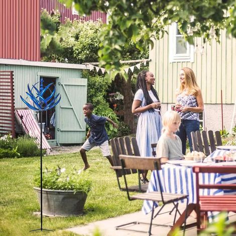 Gartenwindmühle, Metallwindmühlen Für Garten Und Terrasse, Dekorative Windmühle Mit Mast, Metallgartenskulpturen, Gartenkunst, Garten- Und Rasendekoration