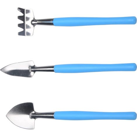 Gartenwerkzeug-set: Schaufel, Rechen Und Minischaufel Mit Anti-rutsch-pads Für Blumentöpfe (blau)
