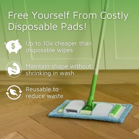 Geeignet Für Swiffer Sweeper Wischmopps, 32 Cm (12,5 Zoll) Mikrofaser-wischmopp-nachfüllung, Waschbar Zur Reinigung Von Hartböden Und Fußleisten, Kann Nass Oder Trocken Verwendet Werden, 6er-packung.