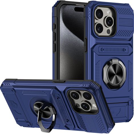 Handyhülle Mit Sim-karten-einschubring - Passend Für Iphone 17 Pro, Zweilagig, Stoßfest, Magnetische Schutzhülle Fürs Auto, Blau.