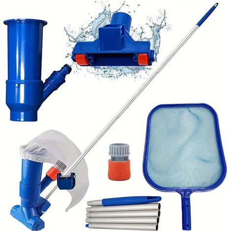 Jet-staubsauger Mit 5-teiligem Griff – Geeignet Für Aufstell-, Aufblasbare Und Rohrförmige Rahmenpools Und Whirlpools – Funktioniert Ohne Strom – Nutzt Den Wasserdruck Eines Gartenschlauchs