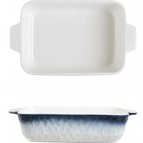 Keramik-backset, Rechteckige Und Breite Formen, Ofen-/mikrowellen-/spülmaschinenfest (graublau, 20 Cm)
