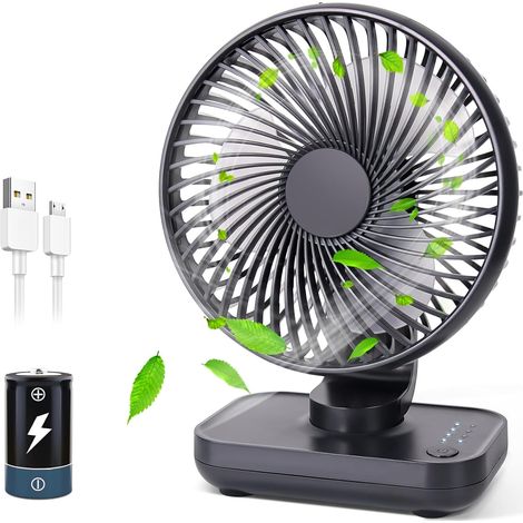 Kompakter Tischventilator – 3600-mah-akku – Usb-anschluss – 4 Geschwindigkeitsstufen – Leiser Betrieb – Geeignet Für Schlafzimmer, Wohnzimmer Und Büro – Blau