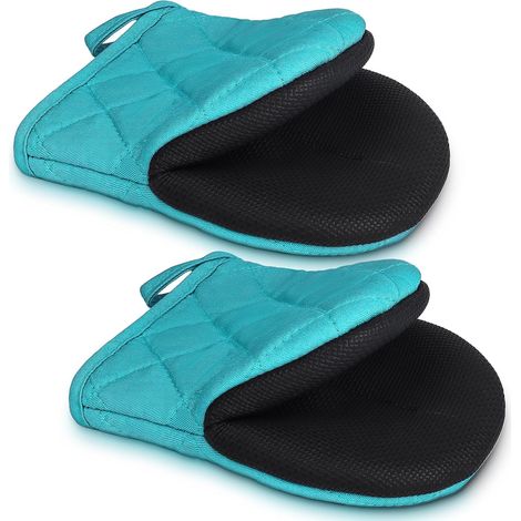 Kurze Silikon-ofenhandschuhe – Hitzebeständig (260 °c) – Mit Rutschfestem Griff Und Aufhängeschlaufe – Zum Grillen, Backen Und Kochen – Corablau