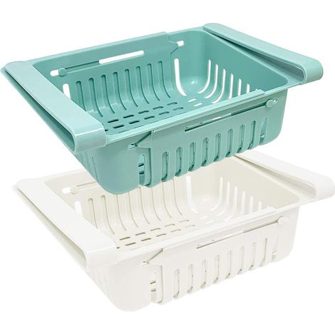 Kühlschrank- Und Küchenaufbewahrungsorganizer, Schubladenorganizer Für Den Kühlschrank, Blau, Weiß, Rosa Und Beige (2 Sets)