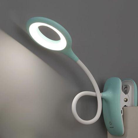 Led-leselampe, Klemm-schreibtischlampe Für Kinder Mit Flexiblem Hals, Usb-aufladbar, Für E-reader, Zum Lernen Und Arbeiten, Blau