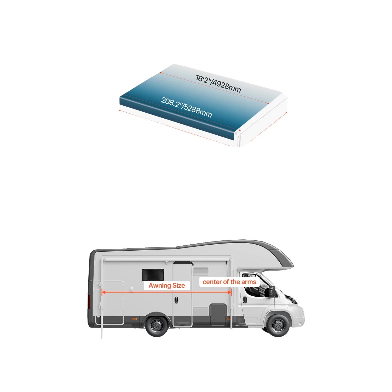 Wohnmobil-markise, Langlebiger 18oz Pvc-stoff, Wasserdicht Und Uv-beständig, 17ft Blau