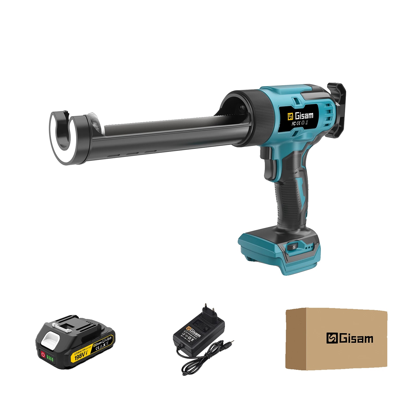 Elektrische Dichtpistole, 400kg Druck, 6 Geschwindigkeitsstufen, 1 Batterie